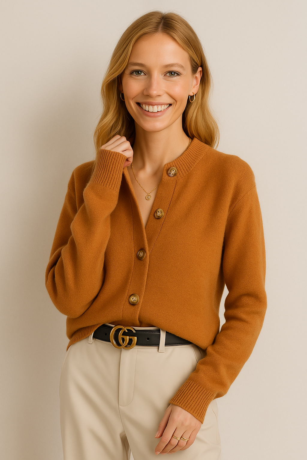 Strickjacke Damen mit Knöpfen | Strickcardigan mit Stehkragen