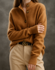 Strickjacke Damen mit Knöpfen | Strickcardigan mit Stehkragen