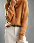 Strickjacke Damen mit Knöpfen | Strickcardigan mit Stehkragen