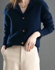Strickjacke Damen mit Knöpfen | Strickcardigan mit Stehkragen