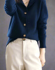 Strickjacke Damen mit Knöpfen | Strickcardigan mit Stehkragen