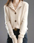 Strickjacke Damen mit Knöpfen | Strickcardigan mit Stehkragen