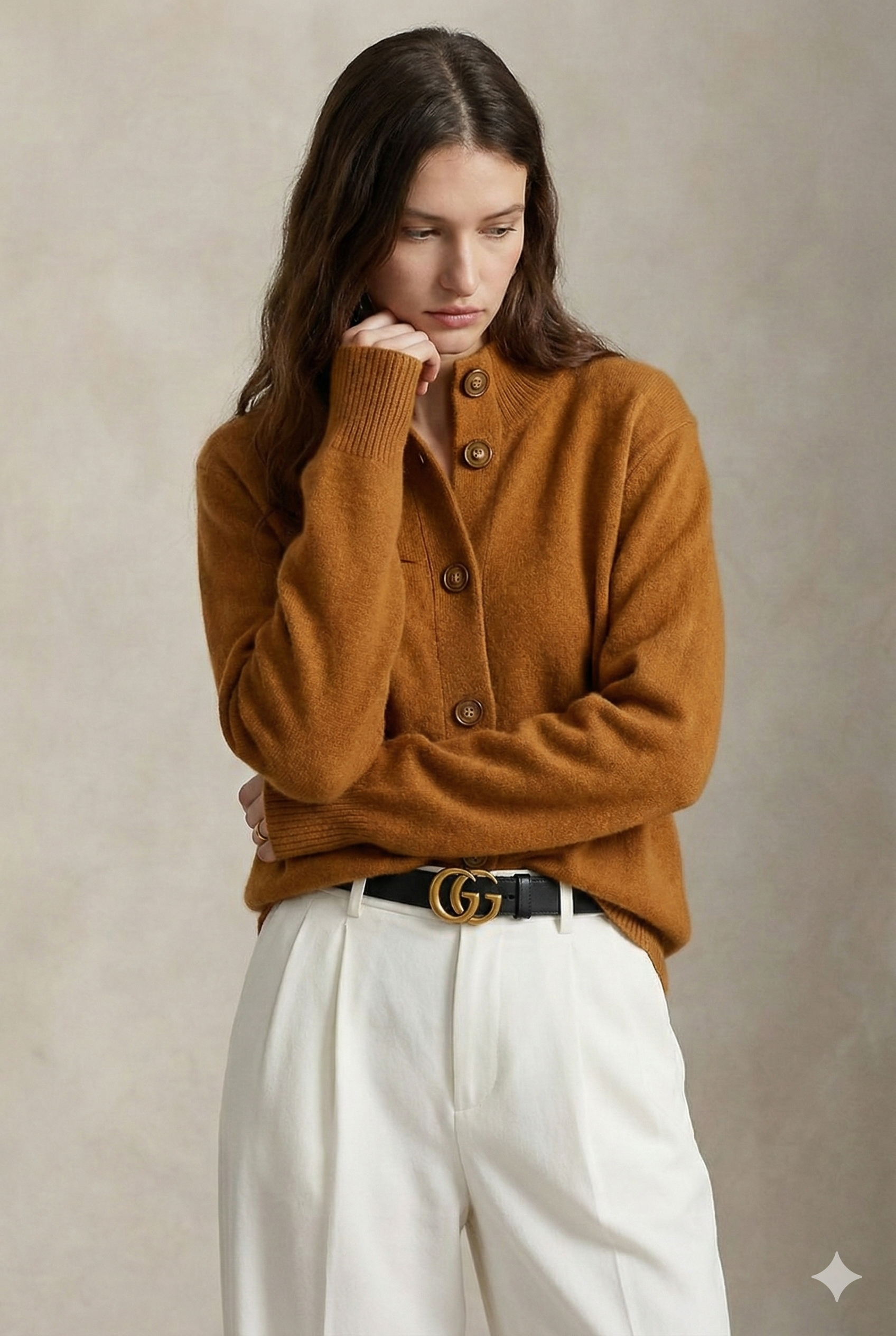 Strickjacke Damen mit Knöpfen | Strickcardigan mit Stehkragen
