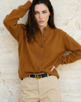 Strickjacke Damen mit Knöpfen | Strickcardigan mit Stehkragen