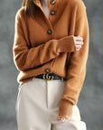 Strickjacke Damen mit Knöpfen | Strickcardigan mit Stehkragen