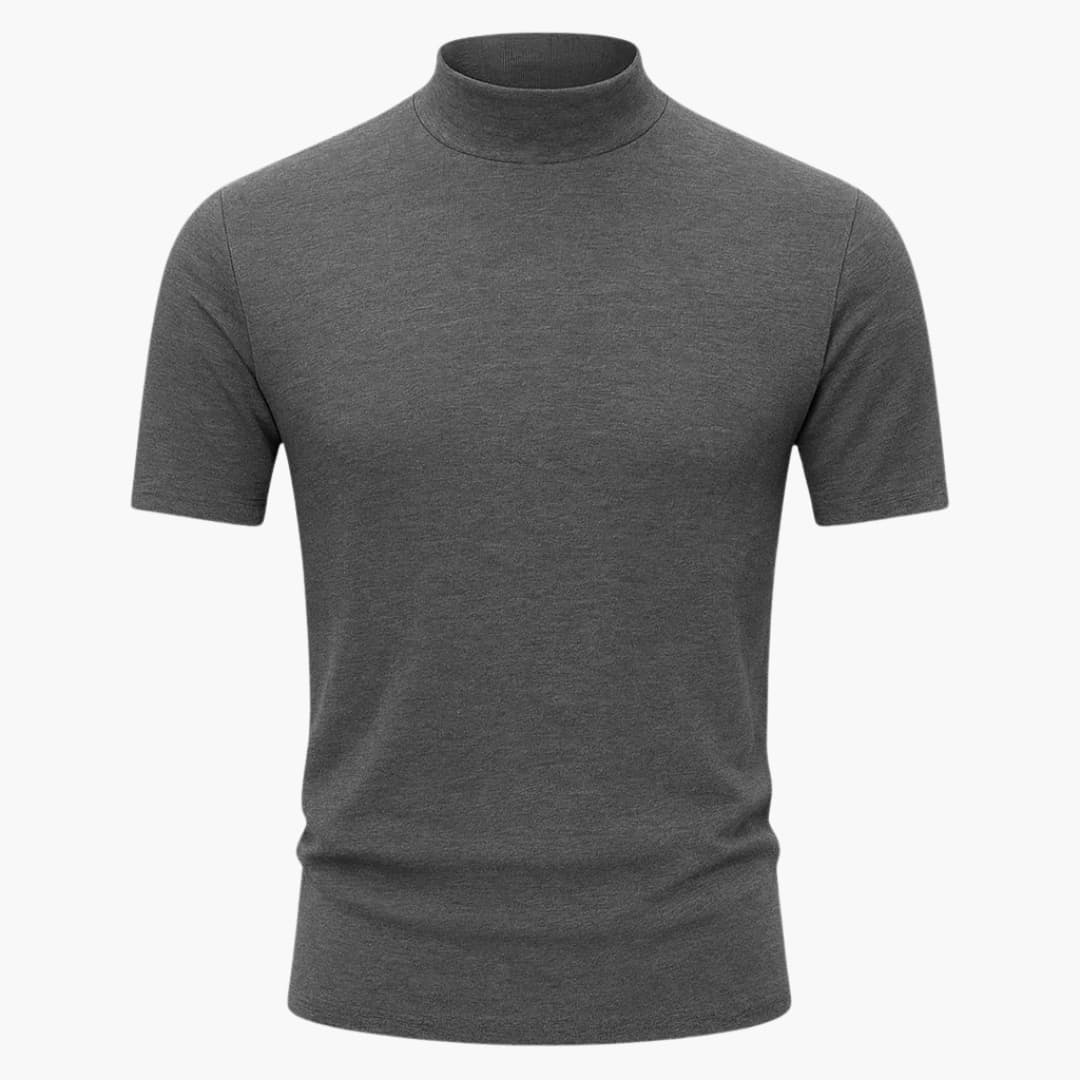 T-Shirt Herren Stehkragen | Slim Fit Kurzarm Shirt
