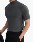 T-Shirt Herren Stehkragen | Slim Fit Kurzarm Shirt