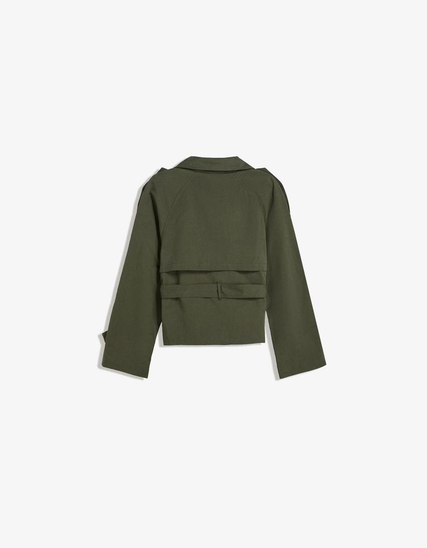 Übergangsjacke Damen Kurz | Trenchcoat mit Gürtel