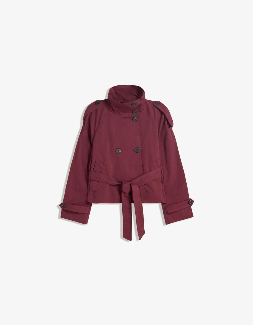 Übergangsjacke Damen Kurz | Trenchcoat mit Gürtel