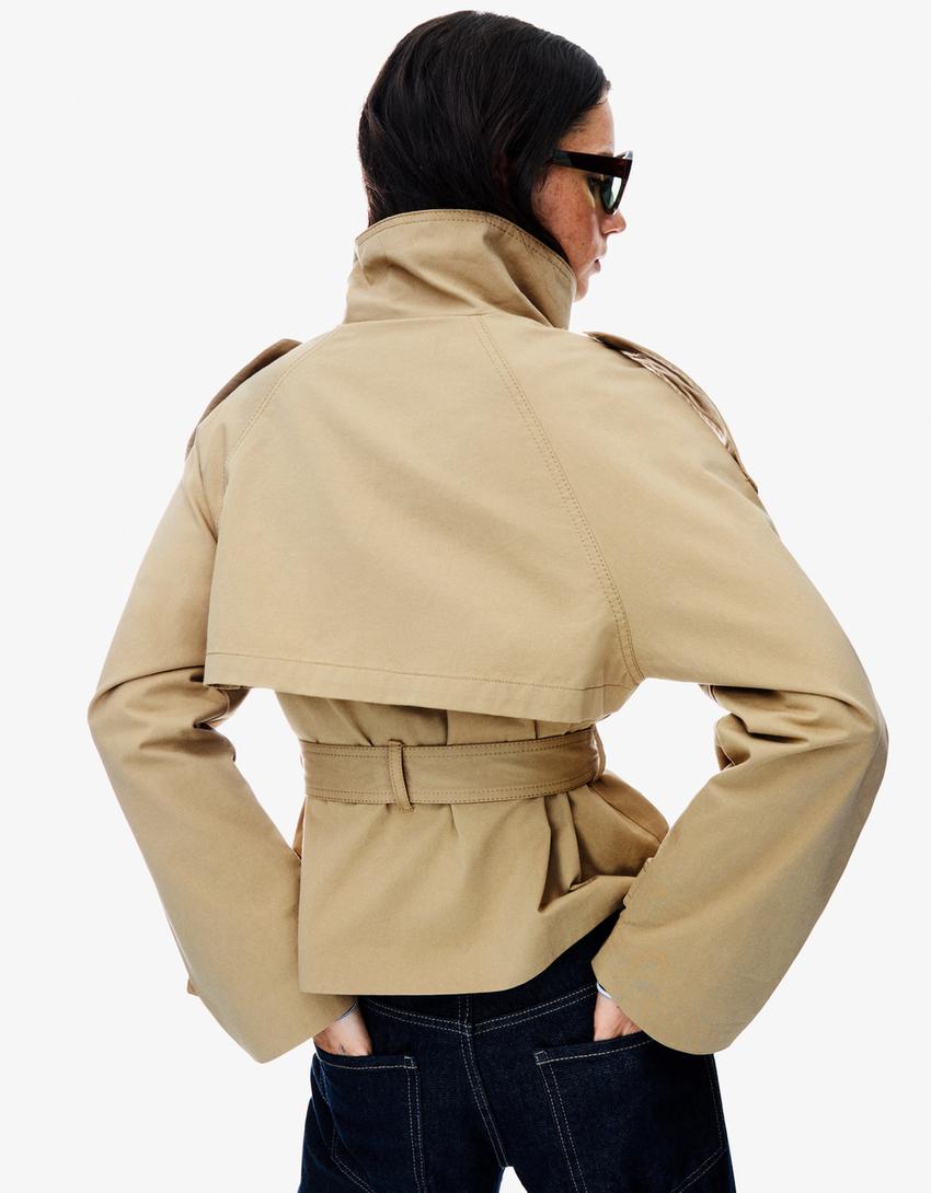 Übergangsjacke Damen Kurz | Trenchcoat mit Gürtel