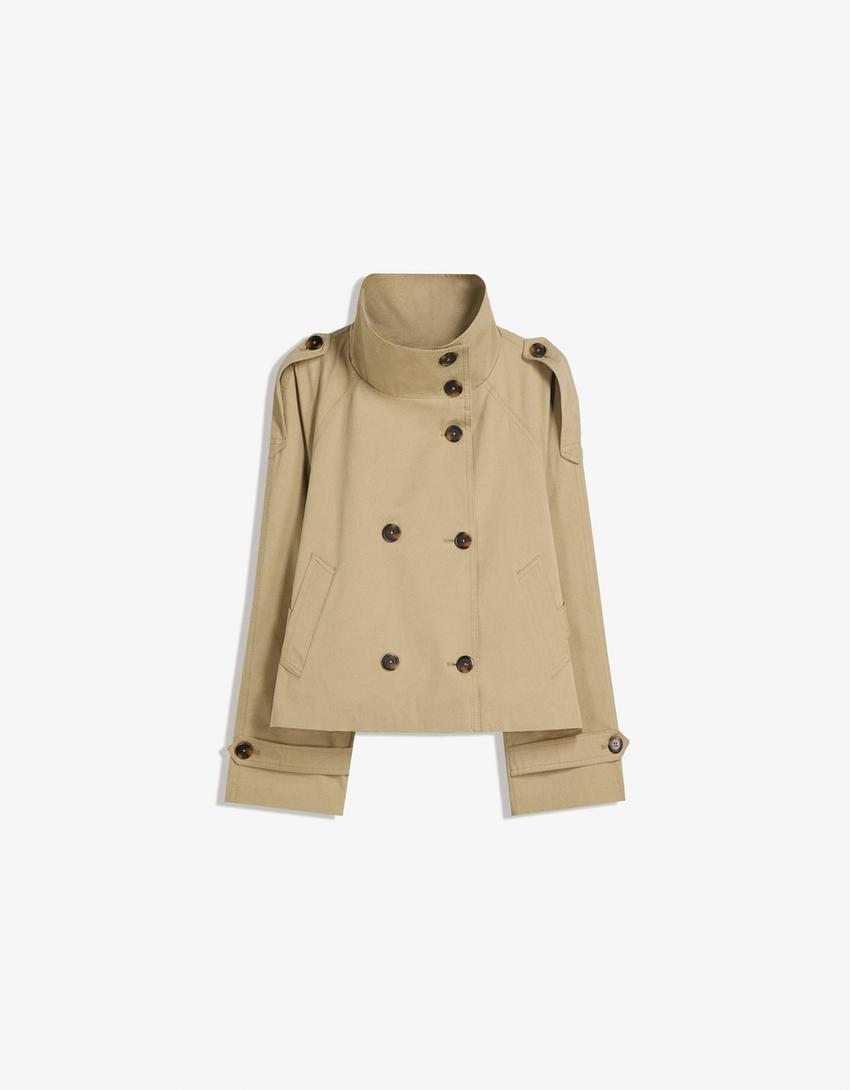 Übergangsjacke Damen Kurz | Trenchcoat mit Gürtel