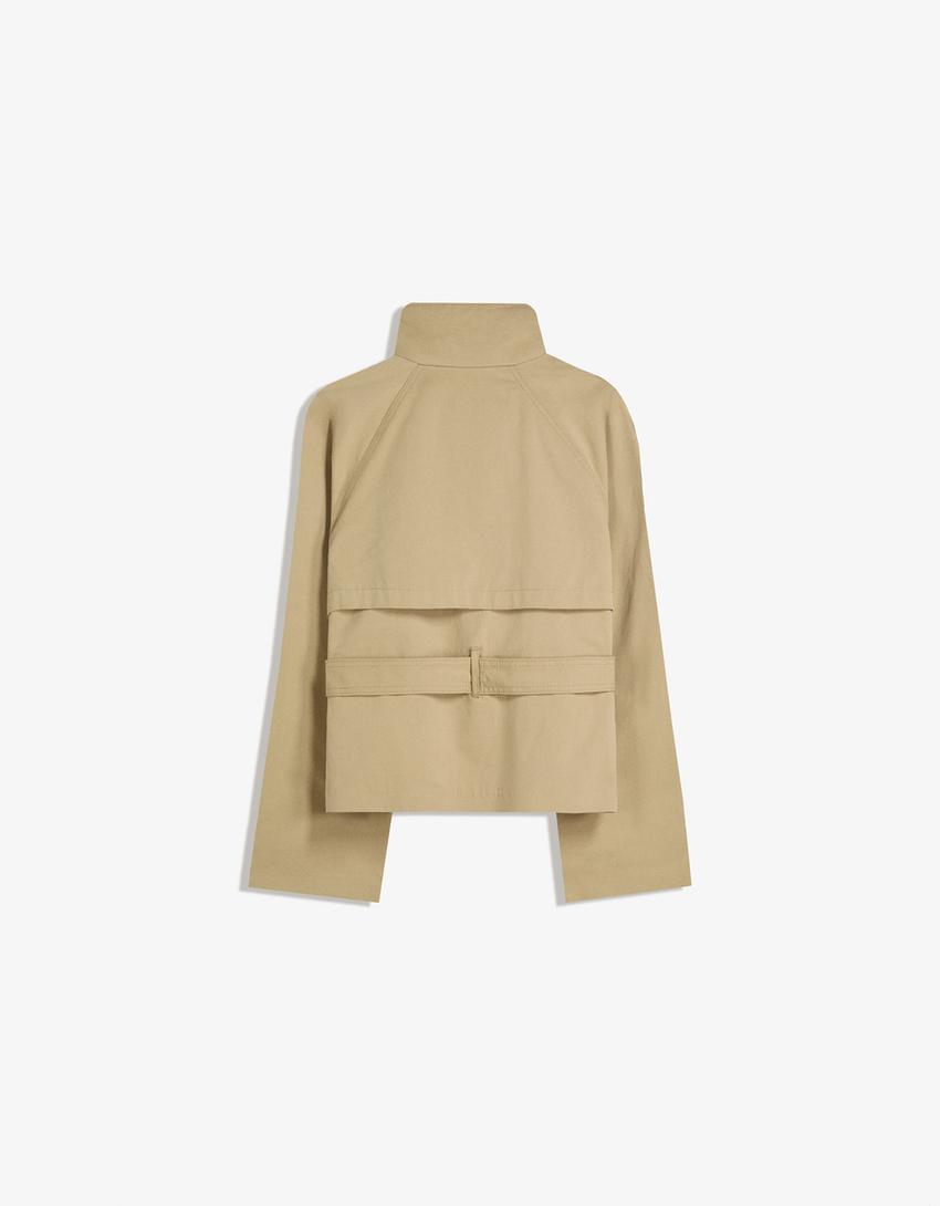 Übergangsjacke Damen Kurz | Trenchcoat mit Gürtel