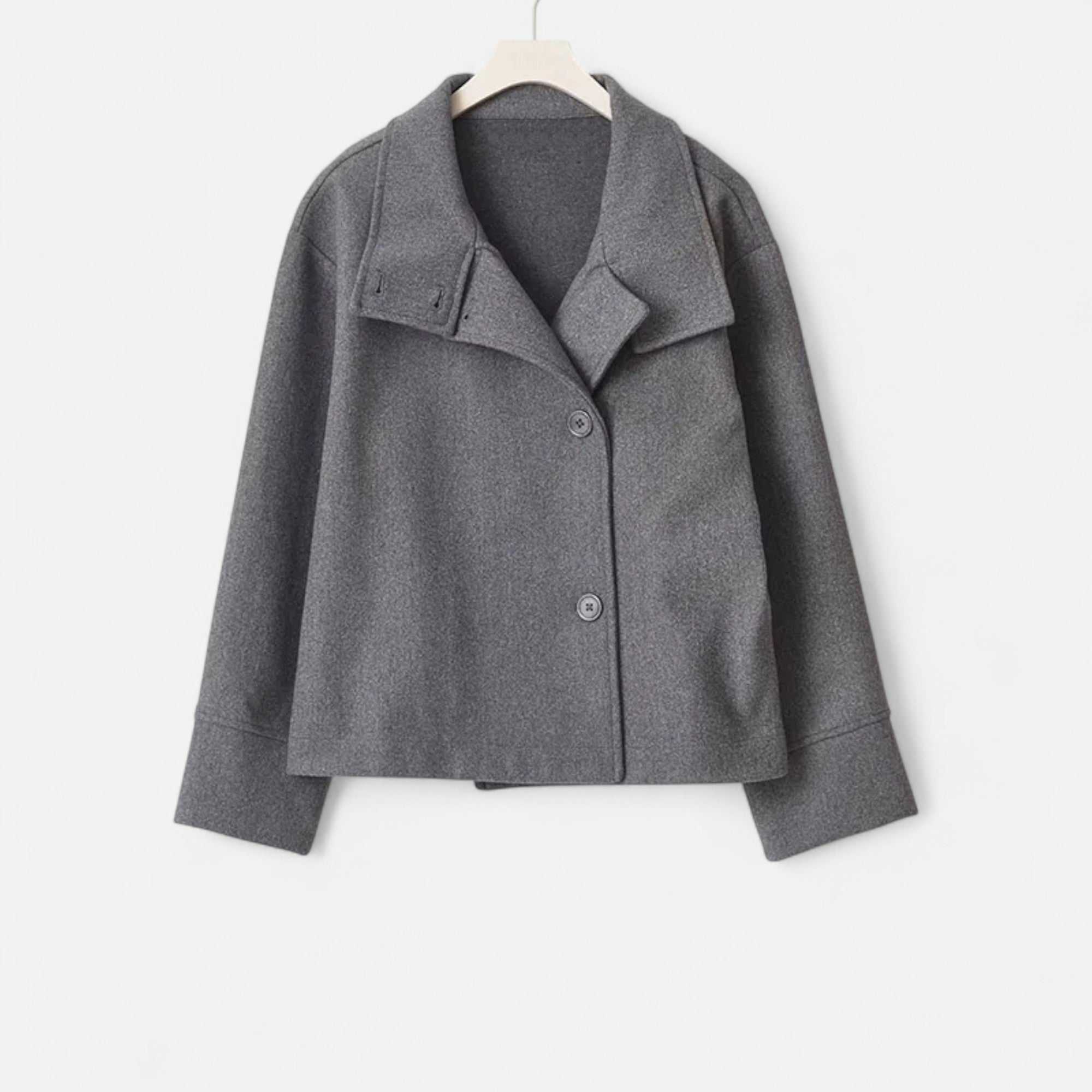 Übergangsjacke Damen Kurz | Zweireihiger Mantel mit Stehkragen