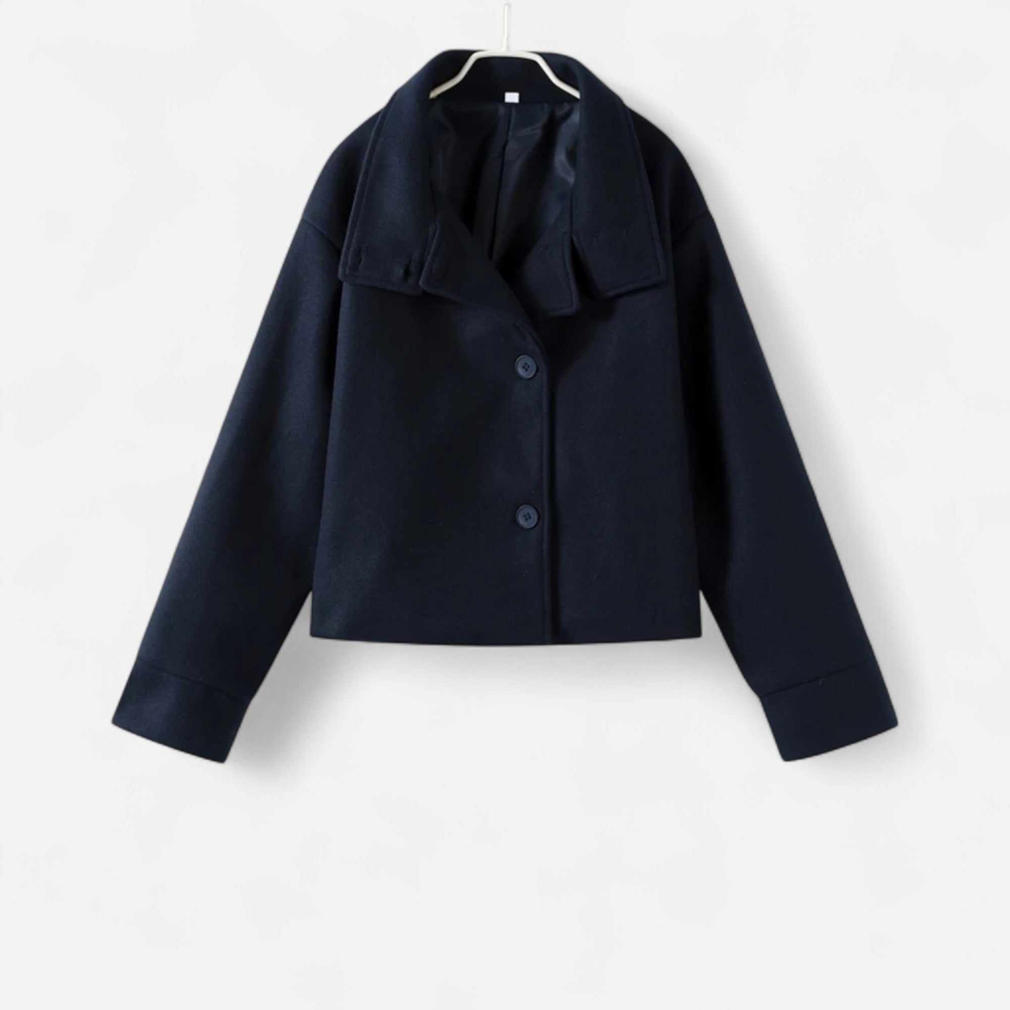 Übergangsjacke Damen Kurz | Zweireihiger Mantel mit Stehkragen