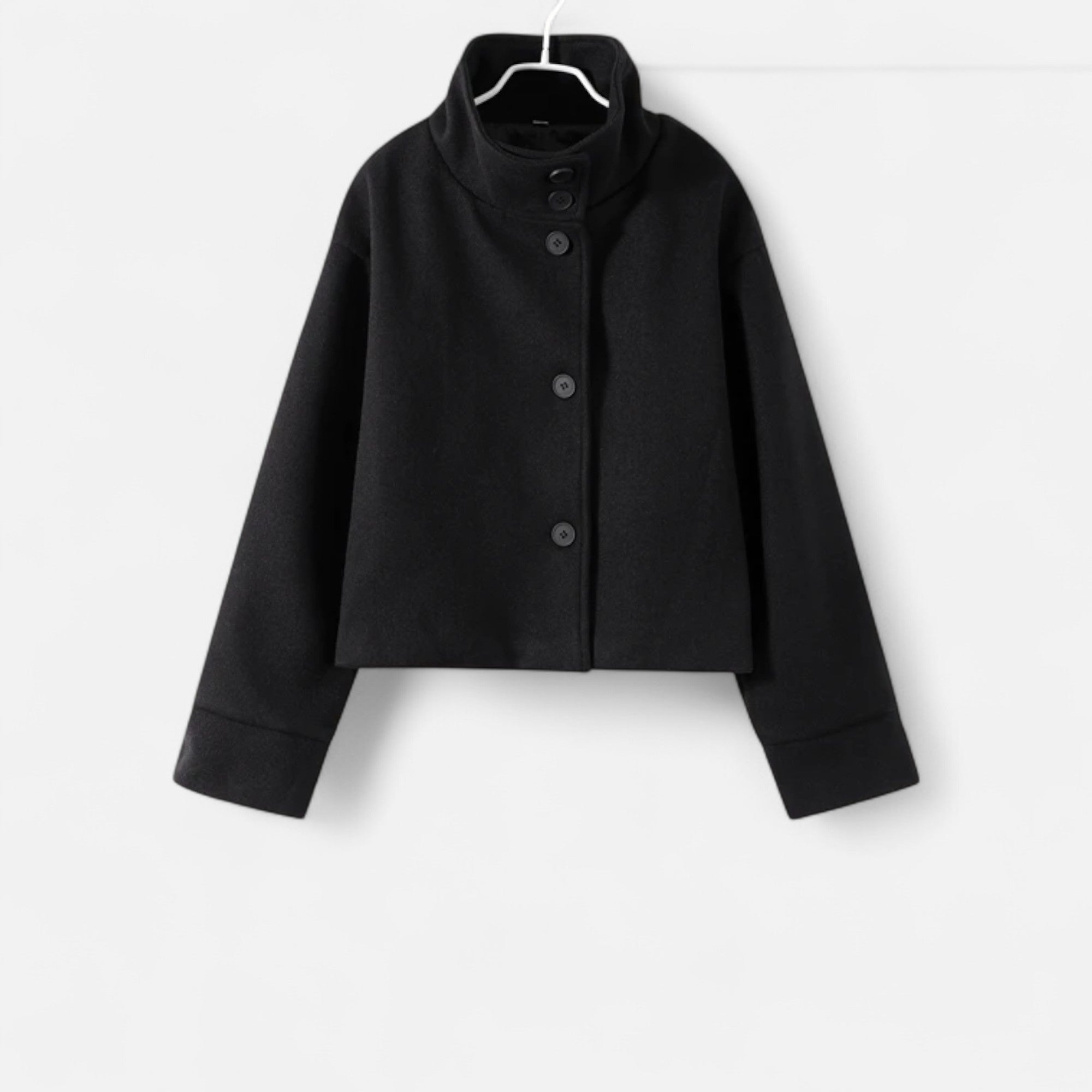 Übergangsjacke Damen Kurz | Zweireihiger Mantel mit Stehkragen