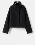 Übergangsjacke Damen Kurz | Zweireihiger Mantel mit Stehkragen