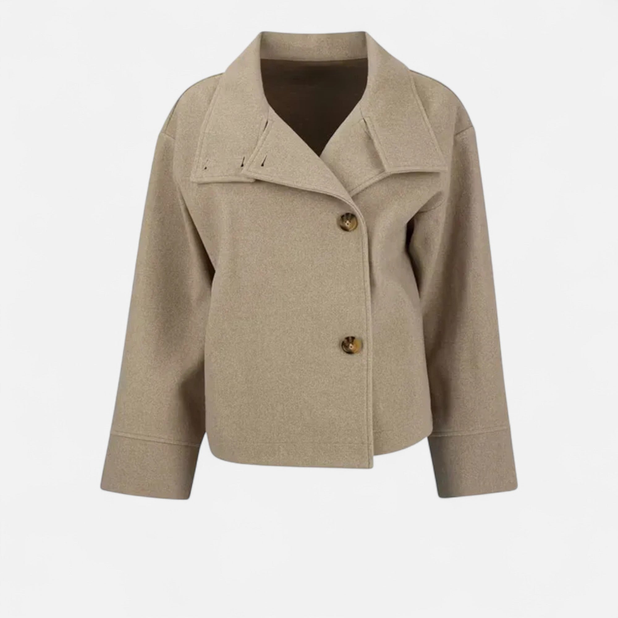 Übergangsjacke Damen Kurz | Zweireihiger Mantel mit Stehkragen