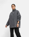 Übergangsjacke Damen Kurz | Zweireihiger Mantel mit Stehkragen