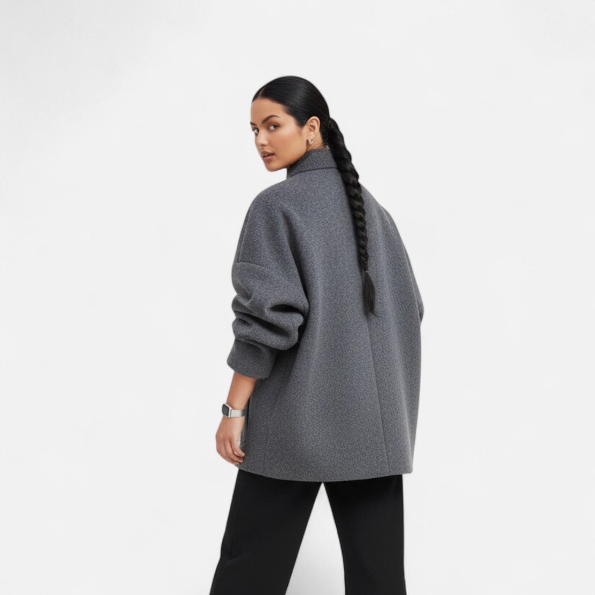 Übergangsjacke Damen Kurz | Zweireihiger Mantel mit Stehkragen