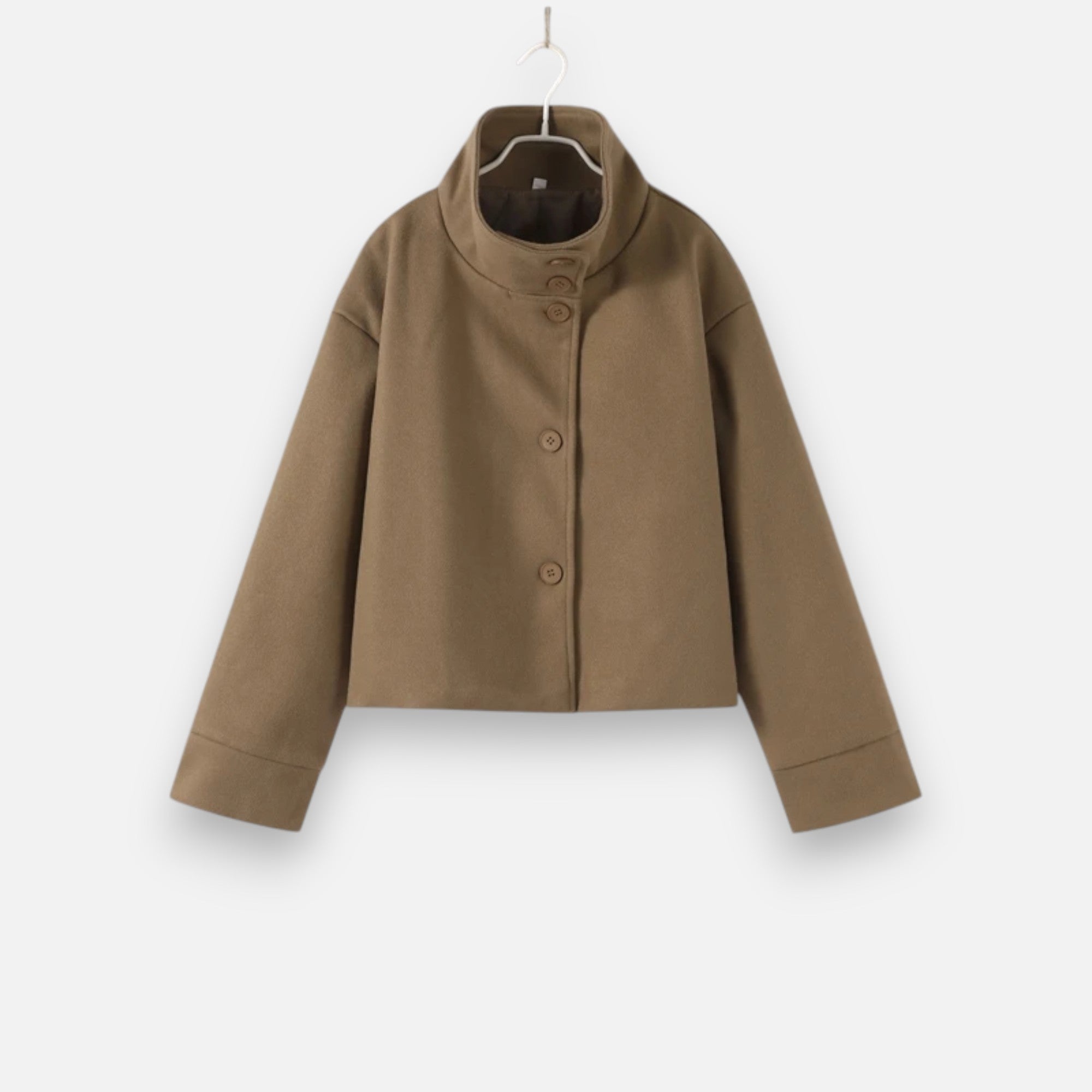 Übergangsjacke Damen Kurz | Zweireihiger Mantel mit Stehkragen