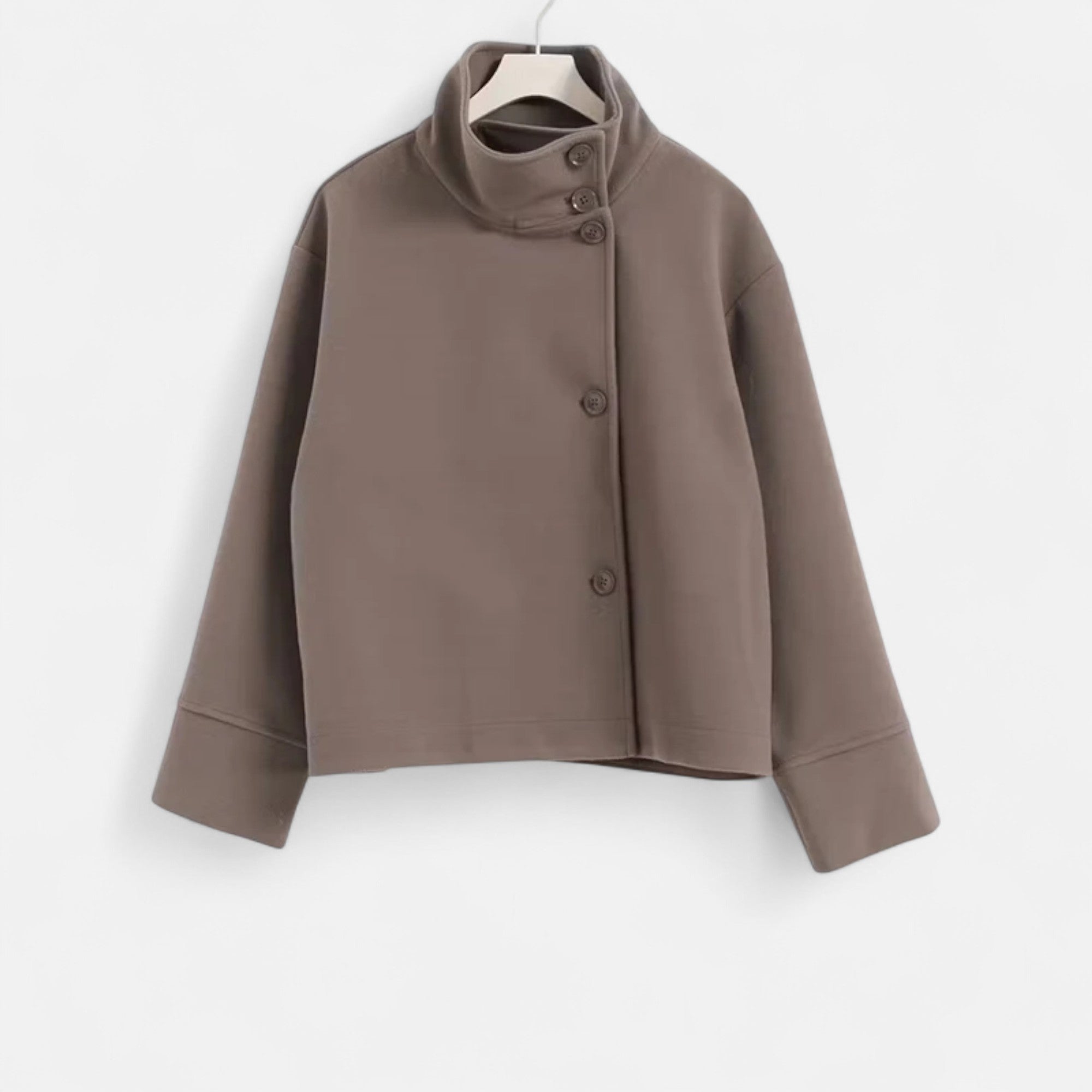 Übergangsjacke Damen Kurz | Zweireihiger Mantel mit Stehkragen