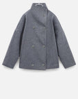 Übergangsjacke Damen Kurz | Zweireihiger Mantel mit Stehkragen