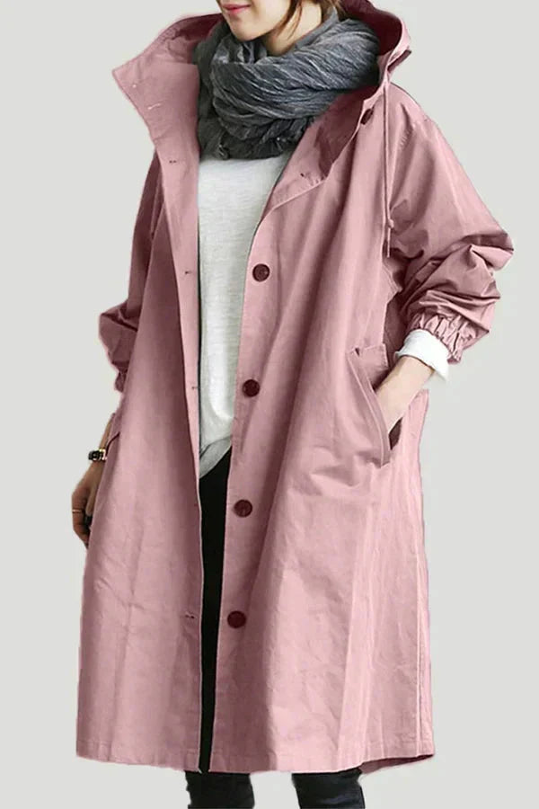 Übergangsjacke Damen Lang | Trenchcoat mit Kapuze