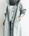 Übergangsjacke Damen Lang | Trenchcoat mit Kapuze