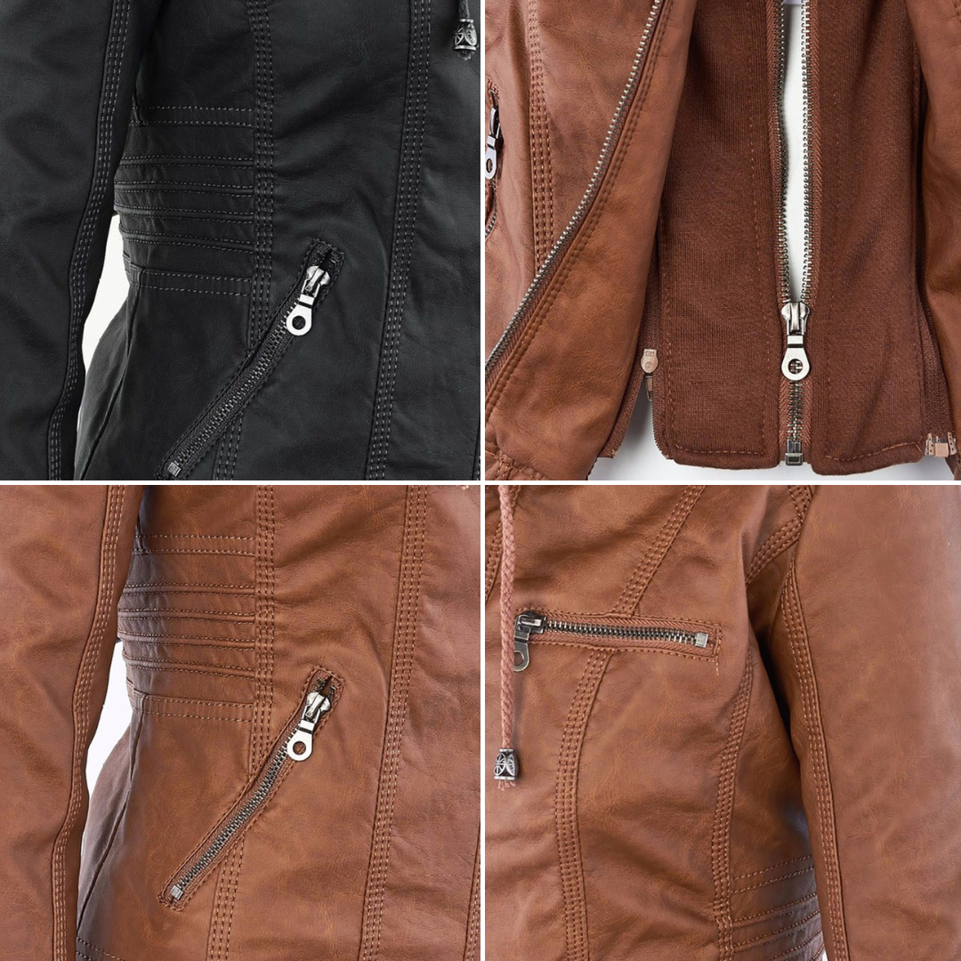 Übergangsjacke Damen mit Kapuze | Taillierte Jacke Reißverschluss