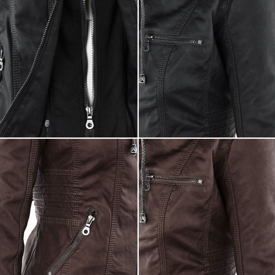 Übergangsjacke Damen mit Kapuze | Taillierte Jacke Reißverschluss