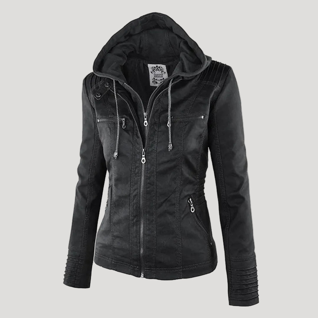 Übergangsjacke Damen mit Kapuze | Taillierte Jacke Reißverschluss