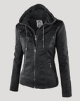Übergangsjacke Damen mit Kapuze | Taillierte Jacke Reißverschluss