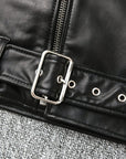Übergangsjacke Herren | Bikerjacke mit Reißverschluss und Gürtel