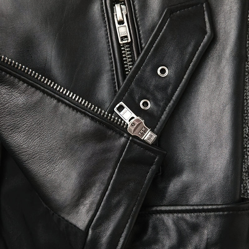 Übergangsjacke Herren | Bikerjacke mit Reißverschluss und Gürtel
