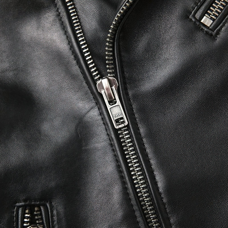 Übergangsjacke Herren | Bikerjacke mit Reißverschluss und Gürtel