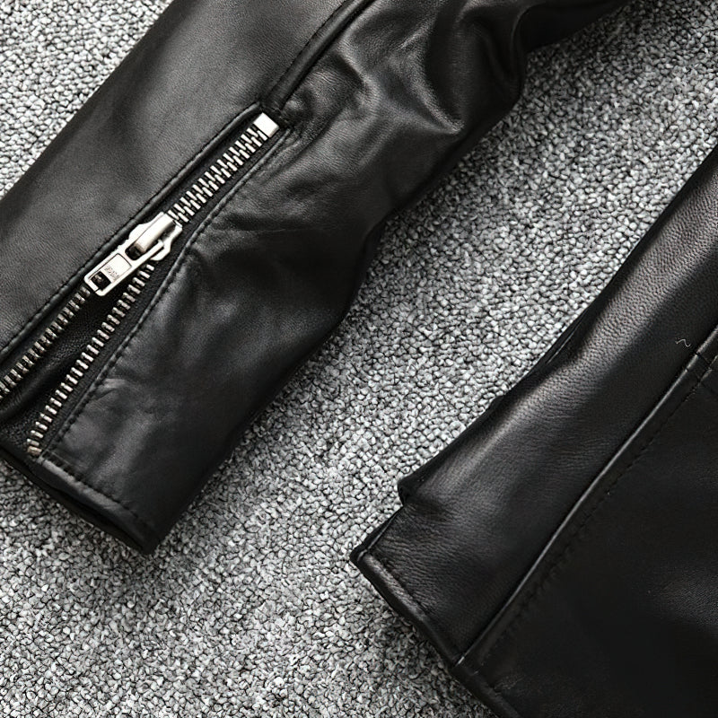 Übergangsjacke Herren | Bikerjacke mit Reißverschluss und Gürtel