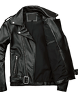 Übergangsjacke Herren | Bikerjacke mit Reißverschluss und Gürtel