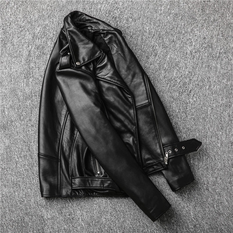 Übergangsjacke Herren | Bikerjacke mit Reißverschluss und Gürtel
