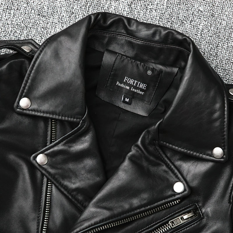 Übergangsjacke Herren | Bikerjacke mit Reißverschluss und Gürtel