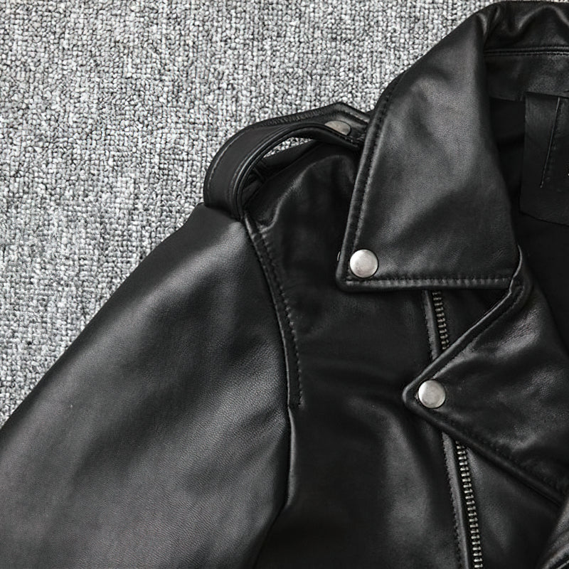 Übergangsjacke Herren | Bikerjacke mit Reißverschluss und Gürtel