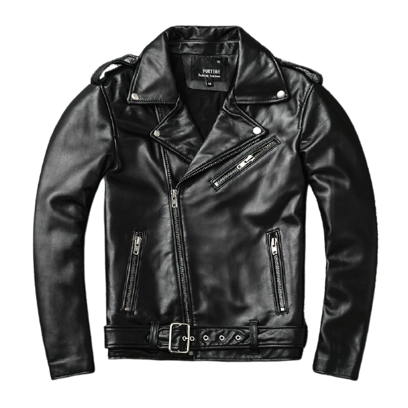 Übergangsjacke Herren | Bikerjacke mit Reißverschluss und Gürtel