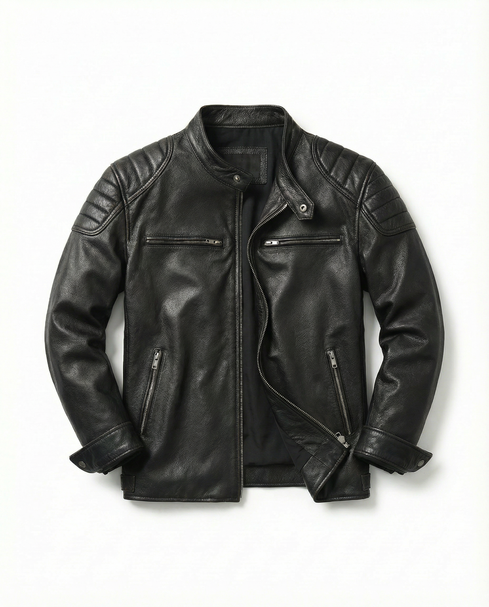 Übergangsjacke Herren | Bikerjacke mit Stehkragen und Reißverschluss