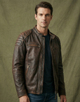 Übergangsjacke Herren | Bikerjacke mit Stehkragen und Reißverschluss