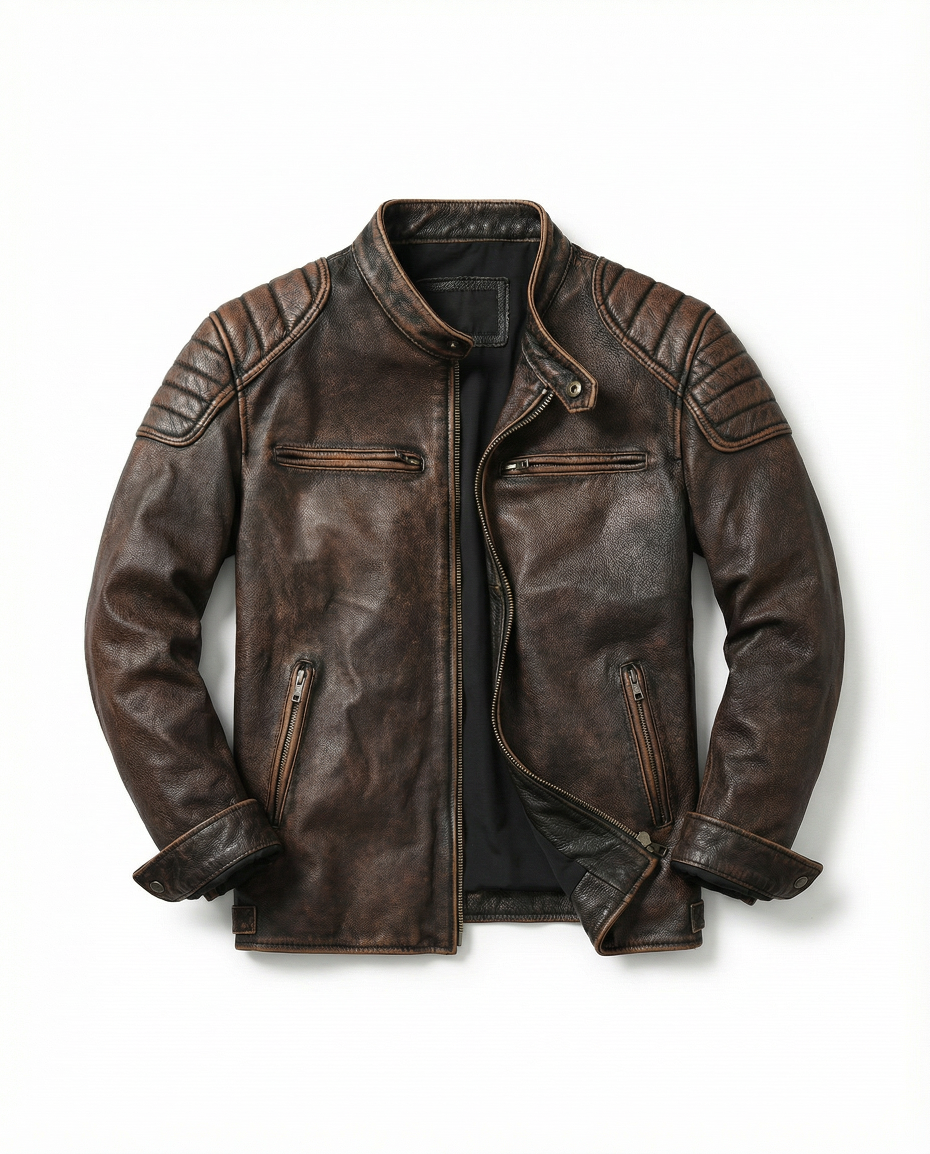 Übergangsjacke Herren | Bikerjacke mit Stehkragen und Reißverschluss