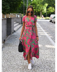 Wickelkleid Damen Midi | Kleid mit V-Ausschnitt und Print