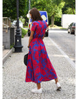 Wickelkleid Damen Midi | Kleid mit V-Ausschnitt und Print