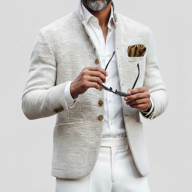 Herren Langen Ärmeln Stehkragen Und Knöpfen Blazer | Gestrickt